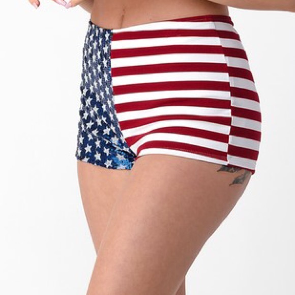 Red White Blue Stars Stripes Festive Bootie Shorts - Picture 5 of 5